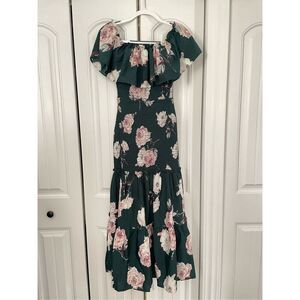 Baltic Born Amalfi off shoulder smocked green maxi dress women’s size Small